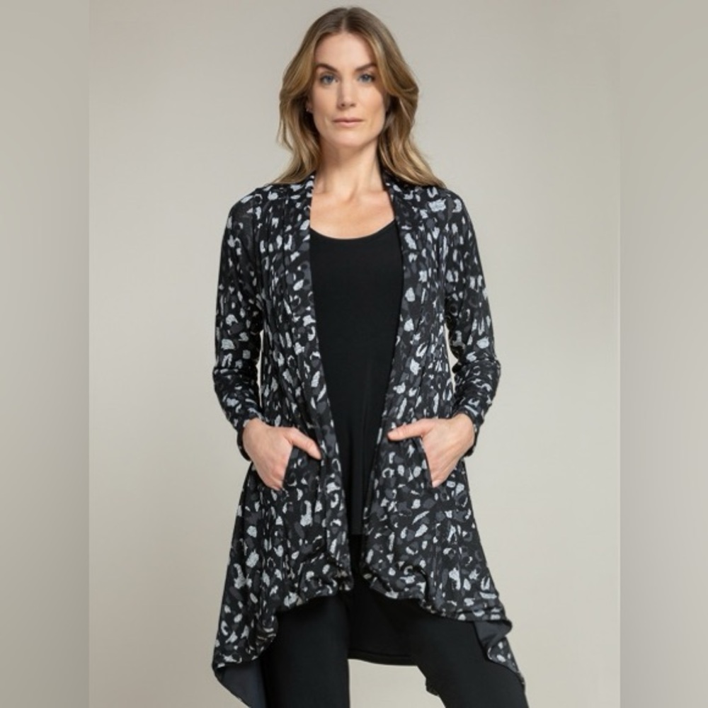 Sympli Black & Gray Cat’s Meow Leopard Cardigan